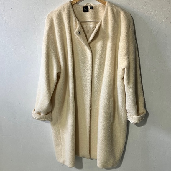 Lux Eileen Fisher Ivory Alpaca Wool Cocoon Coat - Picture 11 of 12